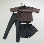 画像31: インナー付きトップスとレギンスとショットパンツの体型カバー水着３点セット 水着 韓国風 かわいい 速乾性 スポーツ パッド付き 水泳用 水陸両用 普段着 女性用 (31)