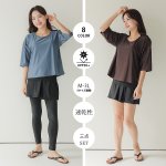 画像6: インナー付きトップスとレギンスとショットパンツの体型カバー水着３点セット 水着 韓国風 かわいい 速乾性 スポーツ パッド付き 水泳用 水陸両用 普段着 女性用 (6)