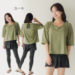 画像18: インナー付きトップスとレギンスとショットパンツの体型カバー水着３点セット 水着 韓国風 かわいい 速乾性 スポーツ パッド付き 水泳用 水陸両用 普段着 女性用 (18)