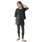 画像34: インナー付きトップスとレギンスとショットパンツの体型カバー水着３点セット 水着 韓国風 かわいい 速乾性 スポーツ パッド付き 水泳用 水陸両用 普段着 女性用 (34)