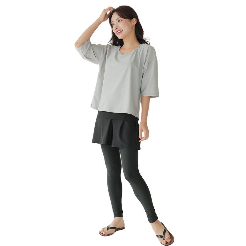 画像39: インナー付きトップスとレギンスとショットパンツの体型カバー水着３点セット 水着 韓国風 かわいい 速乾性 スポーツ パッド付き 水泳用 水陸両用 普段着 女性用 (39)