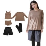 画像5: 体系カバー水着５点セット　Tシャツ　布帛サーフパンツ　レギンス　タンキニ上下セット運動服　ヨガ　スポーツウェア レディース ラッシュガード 上下セット 体型カバー セパレート タンキニ 長袖 レギンス uvカット upf50+ プール 海 水陸両用 無地シンプル色展開　 [SW509] (5)