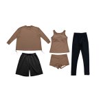 画像14: 体系カバー水着５点セット　Tシャツ　布帛サーフパンツ　レギンス　タンキニ上下セット運動服　ヨガ　スポーツウェア レディース ラッシュガード 上下セット 体型カバー セパレート タンキニ 長袖 レギンス uvカット upf50+ プール 海 水陸両用 無地シンプル色展開　 [SW509] (14)