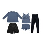 画像15: 体系カバー水着５点セット　Tシャツ　布帛サーフパンツ　レギンス　タンキニ上下セット運動服　ヨガ　スポーツウェア レディース ラッシュガード 上下セット 体型カバー セパレート タンキニ 長袖 レギンス uvカット upf50+ プール 海 水陸両用 無地シンプル色展開　 [SW509] (15)