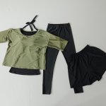 画像19: インナー付きトップスとレギンスとショットパンツの体型カバー水着３点セット 水着 韓国風 かわいい 速乾性 スポーツ パッド付き 水泳用 水陸両用 普段着 女性用 (19)