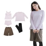 画像9: 体系カバー水着５点セット　Tシャツ　布帛サーフパンツ　レギンス　タンキニ上下セット運動服　ヨガ　スポーツウェア レディース ラッシュガード 上下セット 体型カバー セパレート タンキニ 長袖 レギンス uvカット upf50+ プール 海 水陸両用 無地シンプル色展開　 [SW509] (9)