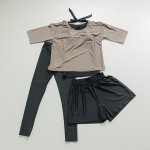 画像21: インナー付きトップスとレギンスとショットパンツの体型カバー水着３点セット 水着 韓国風 かわいい 速乾性 スポーツ パッド付き 水泳用 水陸両用 普段着 女性用 (21)
