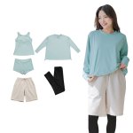 画像8: 体系カバー水着５点セット　Tシャツ　布帛サーフパンツ　レギンス　タンキニ上下セット運動服　ヨガ　スポーツウェア レディース ラッシュガード 上下セット 体型カバー セパレート タンキニ 長袖 レギンス uvカット upf50+ プール 海 水陸両用 無地シンプル色展開　 [SW509] (8)