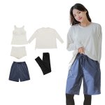 画像10: 体系カバー水着５点セット　Tシャツ　布帛サーフパンツ　レギンス　タンキニ上下セット運動服　ヨガ　スポーツウェア レディース ラッシュガード 上下セット 体型カバー セパレート タンキニ 長袖 レギンス uvカット upf50+ プール 海 水陸両用 無地シンプル色展開　 [SW509] (10)