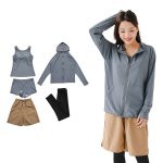 画像16: ファスナーつきラッシュバード とレギンスと布帛パンツとタンキニ上下セットの水着5点セット　水着 レディース ラッシュガード 上下セット 体型カバー セパレート タンキニ 長袖 5点セット フード付き ジップアップ レギンス uvカット upf50+ プール 海 水陸両用 [SW504] (16)