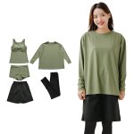 画像19: 無地　ロング袖体系カバーTシャツ　布帛ショットパンツ　レギンス　タンキニ上下セット　水着5点セット レディース 体型カバー ラッシュガード 長袖 5点セット フィットネス [SW502] (19)