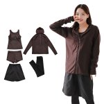 画像23: ファスナーつきラッシュバード とレギンスと布帛パンツとタンキニ上下セットの水着5点セット　水着 レディース ラッシュガード 上下セット 体型カバー セパレート タンキニ 長袖 5点セット フード付き ジップアップ レギンス uvカット upf50+ プール 海 水陸両用 [SW504] (23)