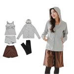 画像20: ファスナーつきラッシュバード とレギンスと布帛パンツとタンキニ上下セットの水着5点セット　水着 レディース ラッシュガード 上下セット 体型カバー セパレート タンキニ 長袖 5点セット フード付き ジップアップ レギンス uvカット upf50+ プール 海 水陸両用 [SW504] (20)