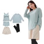 画像21: 無地　ロング袖体系カバーTシャツ　布帛ショットパンツ　レギンス　タンキニ上下セット　水着5点セット レディース 体型カバー ラッシュガード 長袖 5点セット フィットネス [SW502] (21)