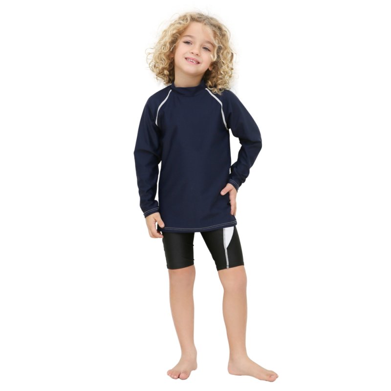画像7: 男児水着　ロングウェア　ラッシュガード キッズ 長袖 男の子 女の子 ユニセックス Tシャツ クール水着 ハイネック 立ち襟タイプ ス 冷感夏用インナー 水陸両用 スイムウェア 体型カバー 日焼け予防 吸汗速乾 (7)