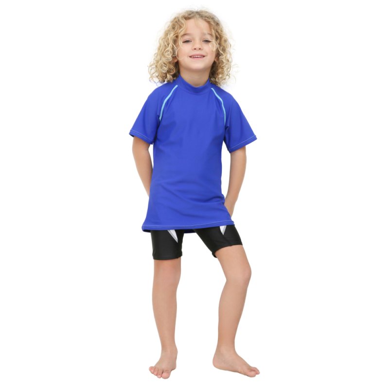 画像8: 男児半袖 水着ウェア ッシュガード キッズ スクール 水着 半袖 ラッシュ tシャツ 子供 学校 水陸両用 スイムウェア スポーツ 小学生 中学生 スイム 男女兼用 [UVカット・冷感速乾] (8)