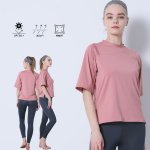 画像15: ヨガ単品Tシャツ スポーツシャツ レディース 冷感 半袖 ヨガウェア トップス スポーツシャツ 半袖速　乾　シンプルカラー [YGW20-17] (15)