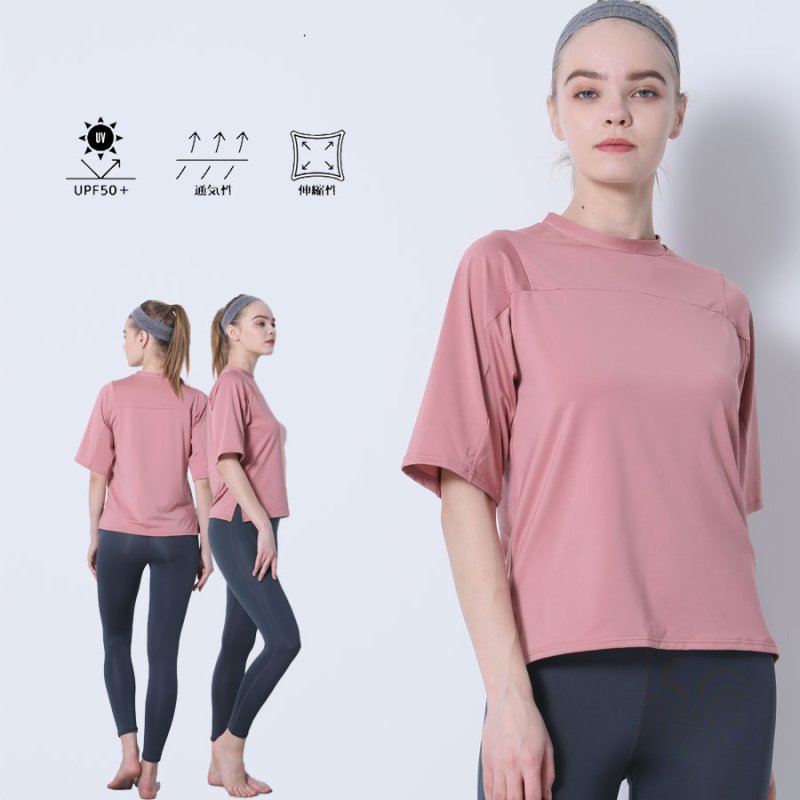 画像15: ヨガ単品Tシャツ スポーツシャツ レディース 冷感 半袖 ヨガウェア トップス スポーツシャツ 半袖速　乾　シンプルカラー [YGW20-17] (15)