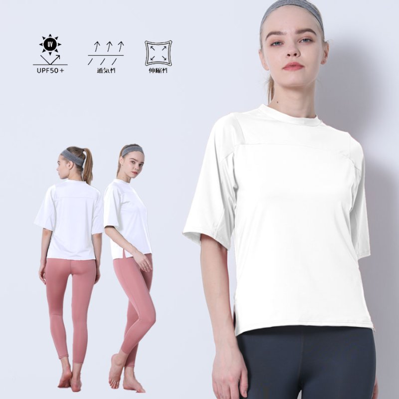 画像17: ヨガ単品Tシャツ スポーツシャツ レディース 冷感 半袖 ヨガウェア トップス スポーツシャツ 半袖速　乾　シンプルカラー [YGW20-17] (17)