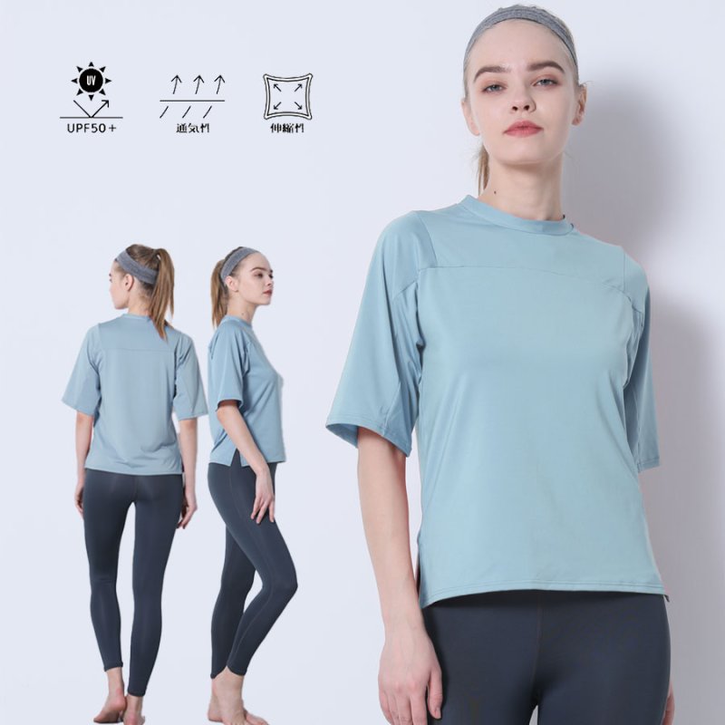 画像19: ヨガ単品Tシャツ スポーツシャツ レディース 冷感 半袖 ヨガウェア トップス スポーツシャツ 半袖速　乾　シンプルカラー [YGW20-17] (19)