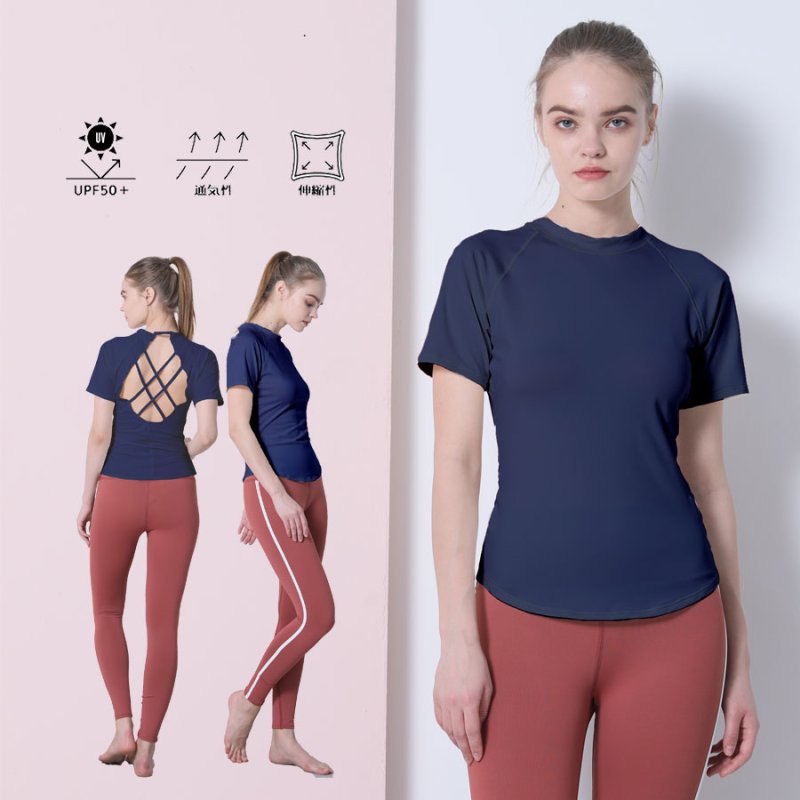 画像23: 半袖ヨガ単品Tシャツ　レディース 半袖 接触冷感 トップス Tシャツ 春 夏 ヨガウェア ロング丈 ストレッチ 吸水 速乾 消臭 体型カバー ゆったり 20代 30代 40代 50代 60代 長め フィットネス スポーツ [YGW20-15] (23)