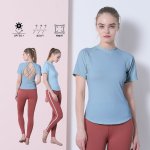 画像26: 半袖ヨガ単品Tシャツ　レディース 半袖 接触冷感 トップス Tシャツ 春 夏 ヨガウェア ロング丈 ストレッチ 吸水 速乾 消臭 体型カバー ゆったり 20代 30代 40代 50代 60代 長め フィットネス スポーツ [YGW20-15] (26)