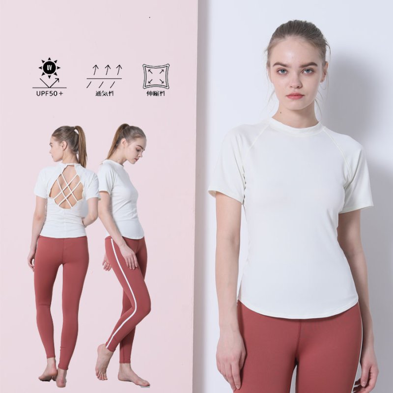 画像22: 半袖ヨガ単品Tシャツ　レディース 半袖 接触冷感 トップス Tシャツ 春 夏 ヨガウェア ロング丈 ストレッチ 吸水 速乾 消臭 体型カバー ゆったり 20代 30代 40代 50代 60代 長め フィットネス スポーツ [YGW20-15] (22)