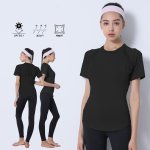 画像20: カップ付きヨガ単品Tシャツ Tシャツ レディース 半袖 ストレッチ 吸汗 速乾 スポーツ ナイロン 無地 シャツ ランニング ソフト ヨガ トップス テニス ジム ウェア 透け防止 UVカット 運動着 [YGW20-16] (20)
