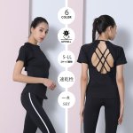 画像13: 半袖ヨガ単品Tシャツ　レディース 半袖 接触冷感 トップス Tシャツ 春 夏 ヨガウェア ロング丈 ストレッチ 吸水 速乾 消臭 体型カバー ゆったり 20代 30代 40代 50代 60代 長め フィットネス スポーツ [YGW20-15] (13)
