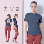 画像25: 半袖ヨガ単品Tシャツ　レディース 半袖 接触冷感 トップス Tシャツ 春 夏 ヨガウェア ロング丈 ストレッチ 吸水 速乾 消臭 体型カバー ゆったり 20代 30代 40代 50代 60代 長め フィットネス スポーツ [YGW20-15] (25)