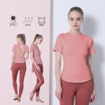 画像24: 半袖ヨガ単品Tシャツ　レディース 半袖 接触冷感 トップス Tシャツ 春 夏 ヨガウェア ロング丈 ストレッチ 吸水 速乾 消臭 体型カバー ゆったり 20代 30代 40代 50代 60代 長め フィットネス スポーツ [YGW20-15] (24)