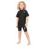 画像9: 男児半袖 水着ウェア ッシュガード キッズ スクール 水着 半袖 ラッシュ tシャツ 子供 学校 水陸両用 スイムウェア スポーツ 小学生 中学生 スイム 男女兼用 [UVカット・冷感速乾] (9)