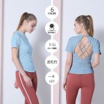 画像16: 半袖ヨガ単品Tシャツ　レディース 半袖 接触冷感 トップス Tシャツ 春 夏 ヨガウェア ロング丈 ストレッチ 吸水 速乾 消臭 体型カバー ゆったり 20代 30代 40代 50代 60代 長め フィットネス スポーツ [YGW20-15] (16)