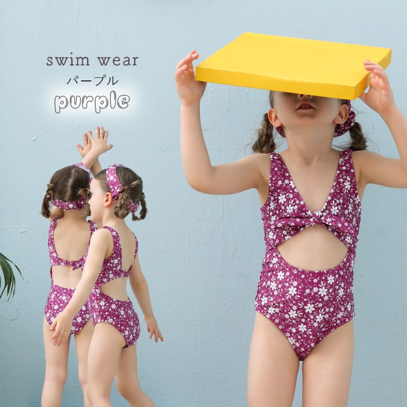 画像6: カチューシャ付き 子供（小）水着 女の子 ワンピース キッズ リボン 子ども用水着 ワンピース 水泳 スイムウェア ウェアキッズ スイムウェア 旅行温泉 紫外線対策 5サイズ (6)