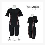 画像18: 競泳練習用水着 めぐれ防止ボタン着き フィットネス 水着セット キャップ付き レディース セパレート 半袖 上下セット 大きいサイズ 4L(17L) 5L(19L) 体型カバー (18)