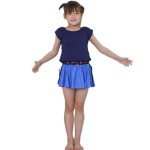 画像12: カチューシャつき インナーつき デニム風スカート 水着Tシャツ キャミソール 体系カバー 子供水着セット　ガールズ 女の子 上下セット キッズ 子供用 UVカット フィットネス水着 (12)