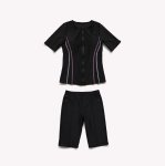 画像15: 競泳練習用水着 めぐれ防止ボタン着き フィットネス 水着セット キャップ付き レディース セパレート 半袖 上下セット 大きいサイズ 4L(17L) 5L(19L) 体型カバー (15)
