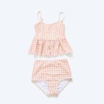 画像4: KIDSキャミソール ハイウェストセット水着　キッズ 水着 女の子 ワンピース水着 ガールズ 女児 小学生 子供用 UVカット かわいい 温泉 夏 旅行 (4)
