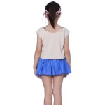 画像15: カチューシャつき インナーつき デニム風スカート 水着Tシャツ キャミソール 体系カバー 子供水着セット　ガールズ 女の子 上下セット キッズ 子供用 UVカット フィットネス水着 (15)