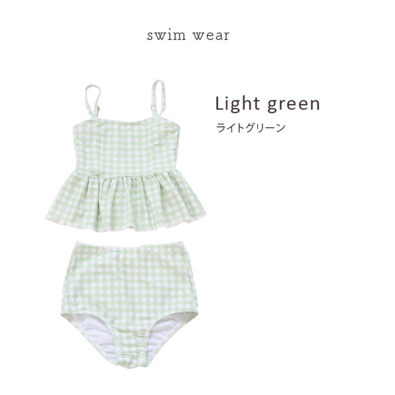 画像14: KIDSキャミソール ハイウェストセット水着　キッズ 水着 女の子 ワンピース水着 ガールズ 女児 小学生 子供用 UVカット かわいい 温泉 夏 旅行 (14)