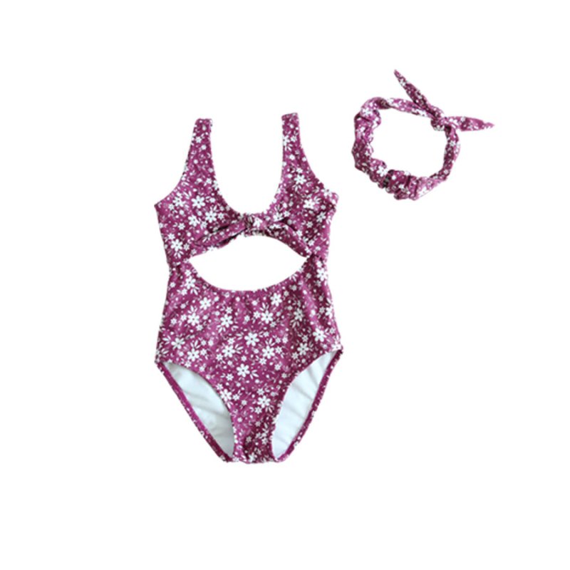 画像15: カチューシャ付き 子供（小）水着 女の子 ワンピース キッズ リボン 子ども用水着 ワンピース 水泳 スイムウェア ウェアキッズ スイムウェア 旅行温泉 紫外線対策 5サイズ (15)