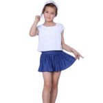 画像16: カチューシャつき インナーつき デニム風スカート 水着Tシャツ キャミソール 体系カバー 子供水着セット　ガールズ 女の子 上下セット キッズ 子供用 UVカット フィットネス水着 (16)