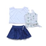 画像11: カチューシャつき インナーつき デニム風スカート 水着Tシャツ キャミソール 体系カバー 子供水着セット　ガールズ 女の子 上下セット キッズ 子供用 UVカット フィットネス水着 (11)