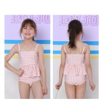 画像10: KIDSキャミソール ハイウェストセット水着　キッズ 水着 女の子 ワンピース水着 ガールズ 女児 小学生 子供用 UVカット かわいい 温泉 夏 旅行 (10)