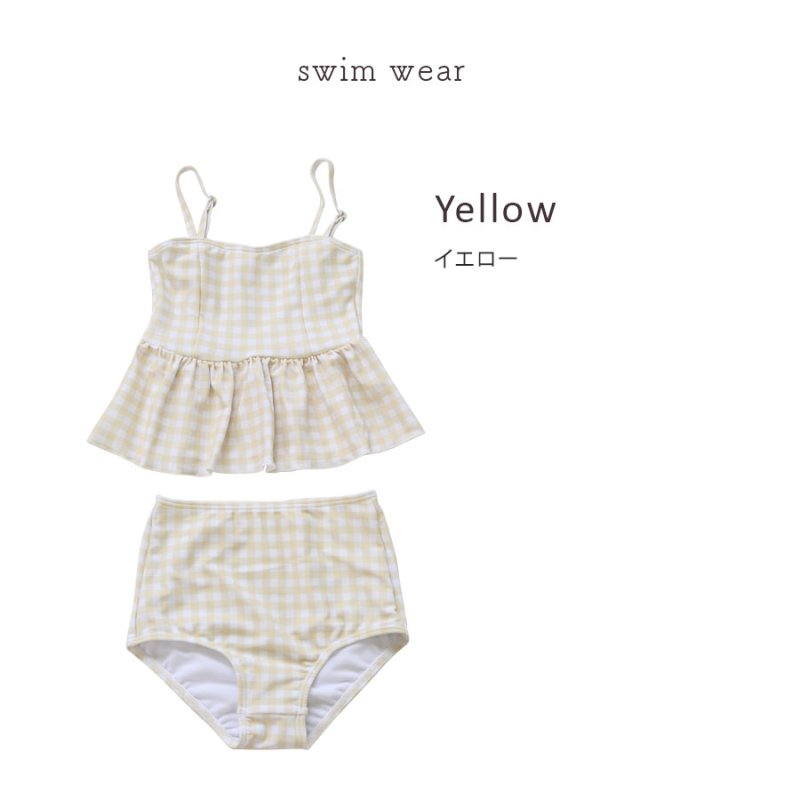 画像17: KIDSキャミソール ハイウェストセット水着　キッズ 水着 女の子 ワンピース水着 ガールズ 女児 小学生 子供用 UVカット かわいい 温泉 夏 旅行 (17)