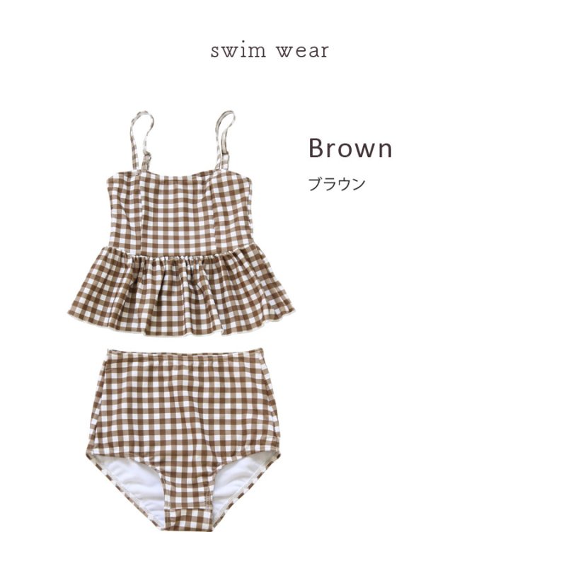 画像15: KIDSキャミソール ハイウェストセット水着　キッズ 水着 女の子 ワンピース水着 ガールズ 女児 小学生 子供用 UVカット かわいい 温泉 夏 旅行 (15)