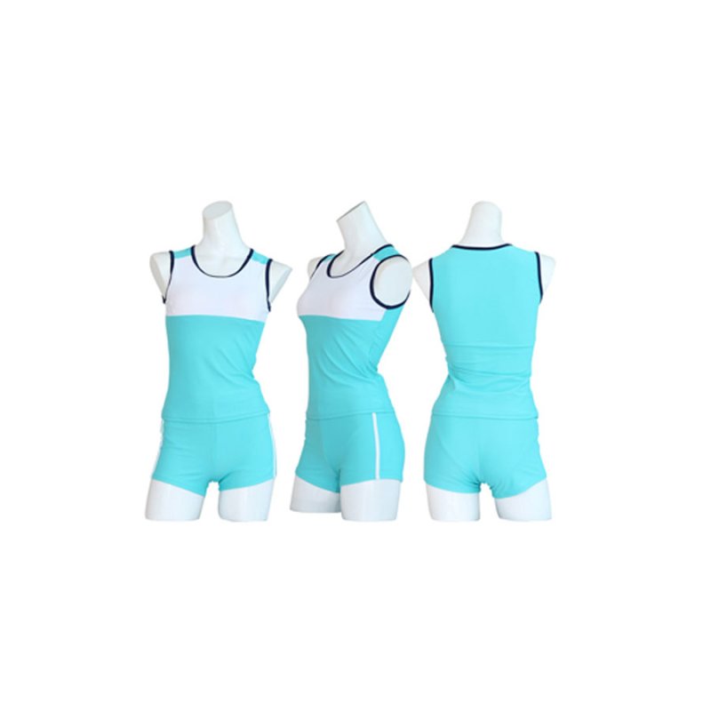 画像12: スポーツフィットネス3点セット水着　水着 レディース 体型カバー 女性 高校生水着　ショットスイム　付き 3点セット ノースリーブ めくれ防止パンツセット　大学生水着　 (12)