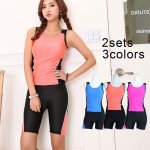 画像2: Fitness水着フィットネス水着 ディース フィットネス水着 セパレート ノースリ スイムビックサイズあり　４L　５L セット レディースフィットネスセパレート水着 めくれ防止 (2)