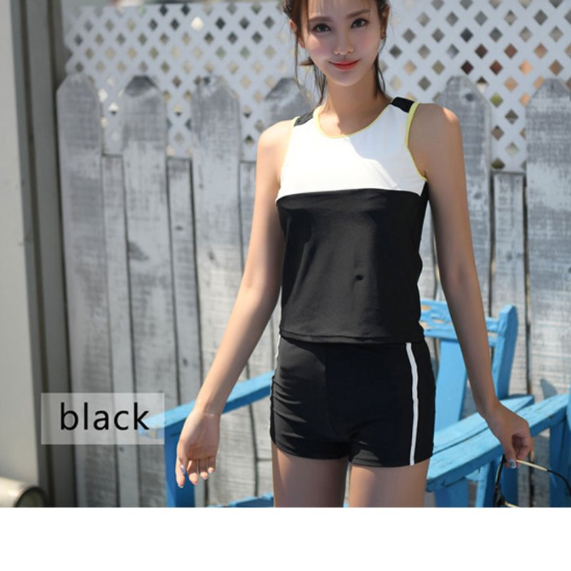 画像11: スポーツフィットネス3点セット水着　水着 レディース 体型カバー 女性 高校生水着　ショットスイム　付き 3点セット ノースリーブ めくれ防止パンツセット　大学生水着　 (11)