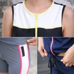 画像3: フィットネス水着 タンクトップセット　袖なしフィットネス　上下セット水着　めぐれ防止付き　レディース フィットネス水着 セパレート ノースリ スイム (3)